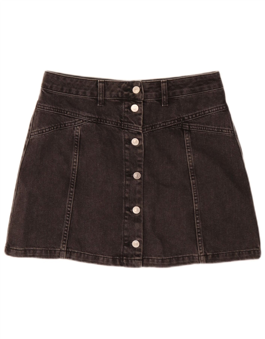 Moto Dame Mini Denim Nederdel UK 12 Medium W30 Sort Bomuld