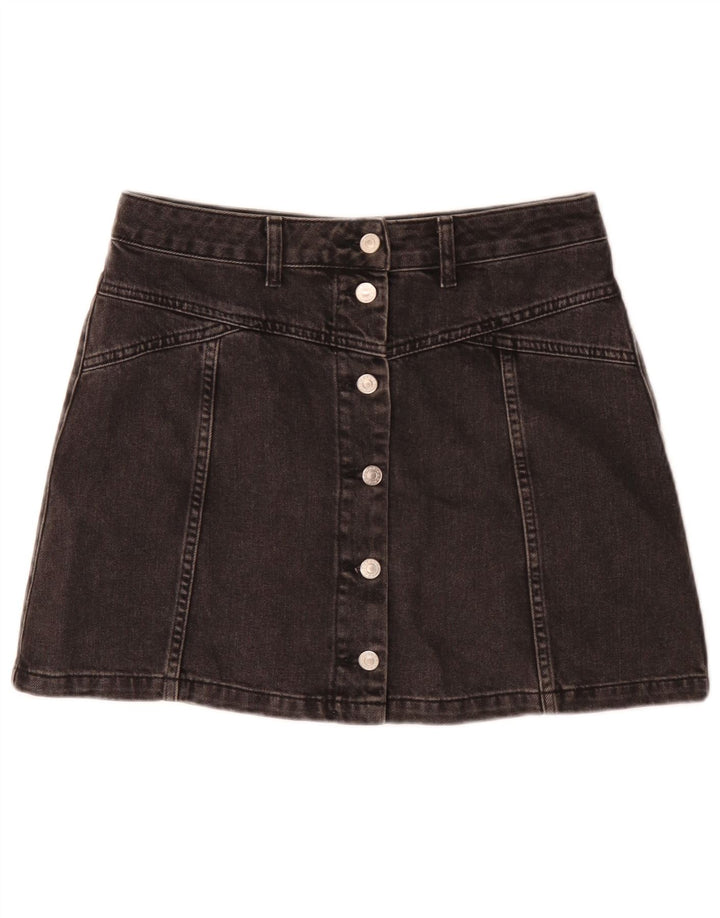 Moto Dame Mini Denim Nederdel UK 12 Medium W30 Sort Bomuld