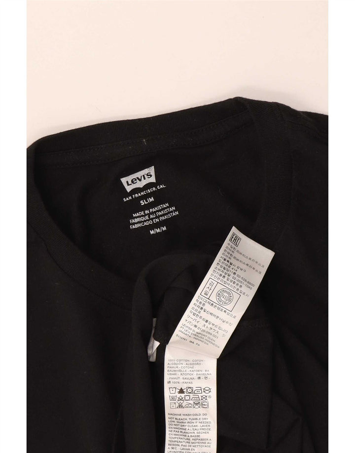 Levi's Herre Slim T-Shirt Top Medium Sort Bomuld