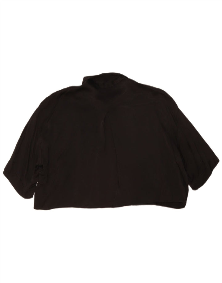 Zara Kvinders Oversized Crop Kortærmet Skjortebluse UK 14 Medium Sort
