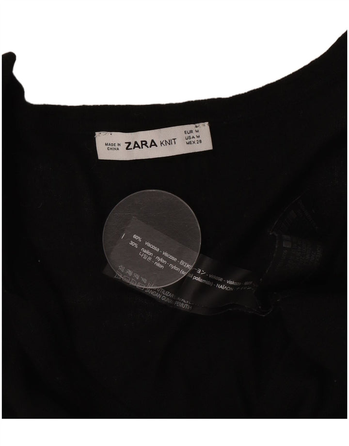 Zara Dame V-hals sweater UK 14 Medium Sort Viscose