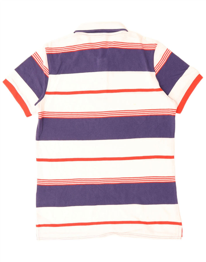 BENETTON Herre poloshirt Stor hvid stribet bomuld