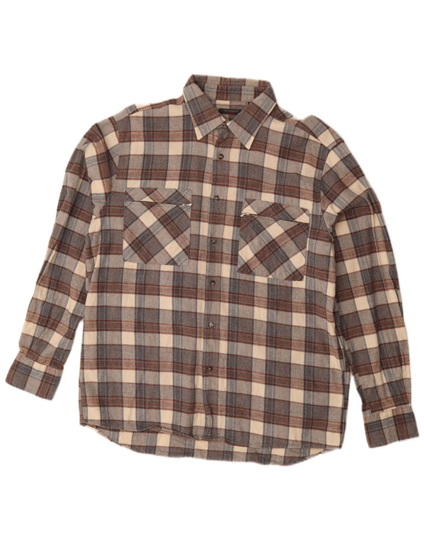 Sea Barrier Mens Flannel Shirt Large Grey Check Cotton