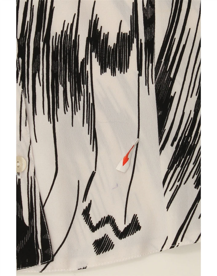 Vintage skjortebluse med 3/4 ærmer til kvinder IT 42 Medium hvid stribet polyester