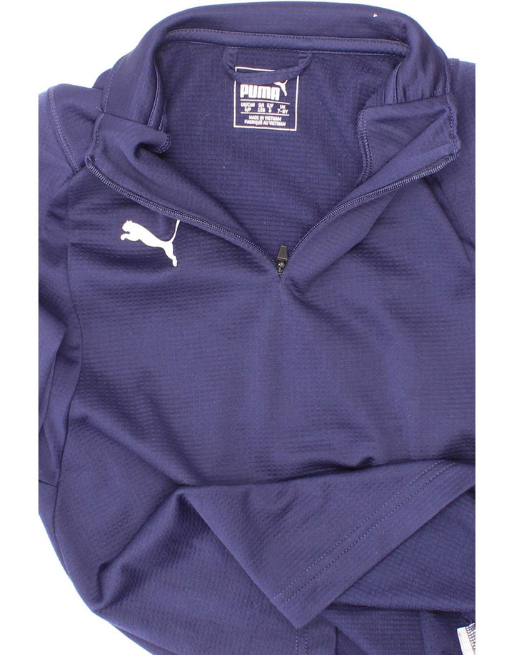 Puma Boys Zip Neck Pullover Træningsdragt Top 7-8 år Navy Blue