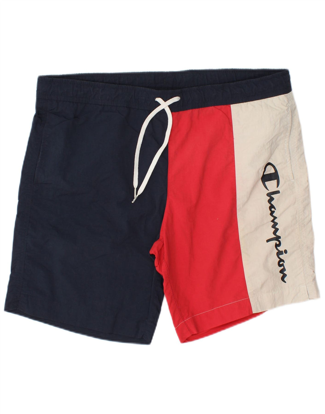 Champion Herre grafiske svømmeshorts Large Navy Blue Colourblock