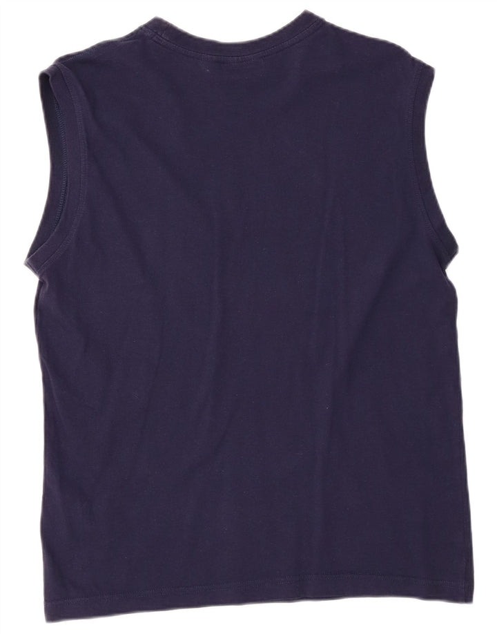 FILA Kvinder Grafisk Vest Top UK 16 Large Navy Blue Bomuld