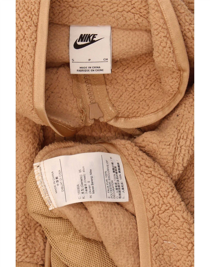 Nike Womens Crop Oversized Fleecejakke UK 10 Small Beige Polyester