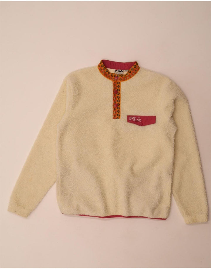 Fila Womens Limited Edition Fleece Jumper UK 14 Medium Off White