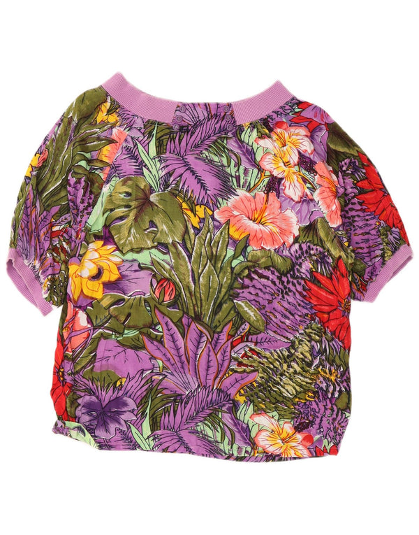 Vintage Dame Kortærmet Bluse Top UK 14 Medium Multicolored Festival