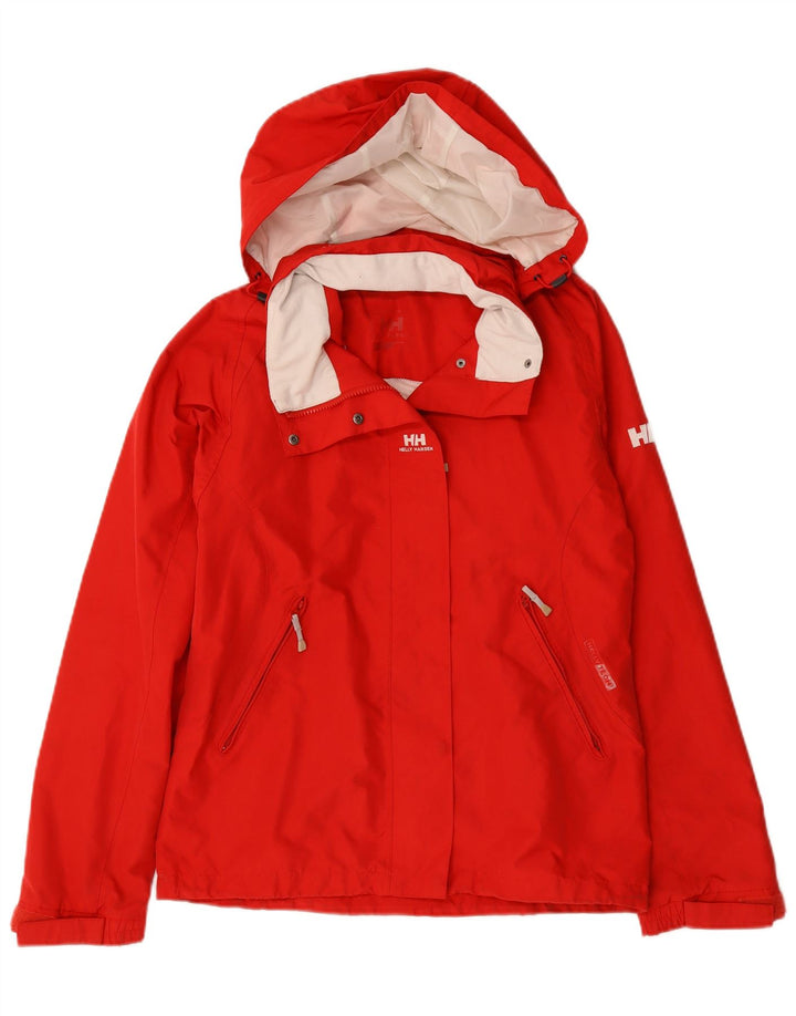 Helly Hansen Regnjakke med hætte til kvinder UK 14 Medium Rød Polyester