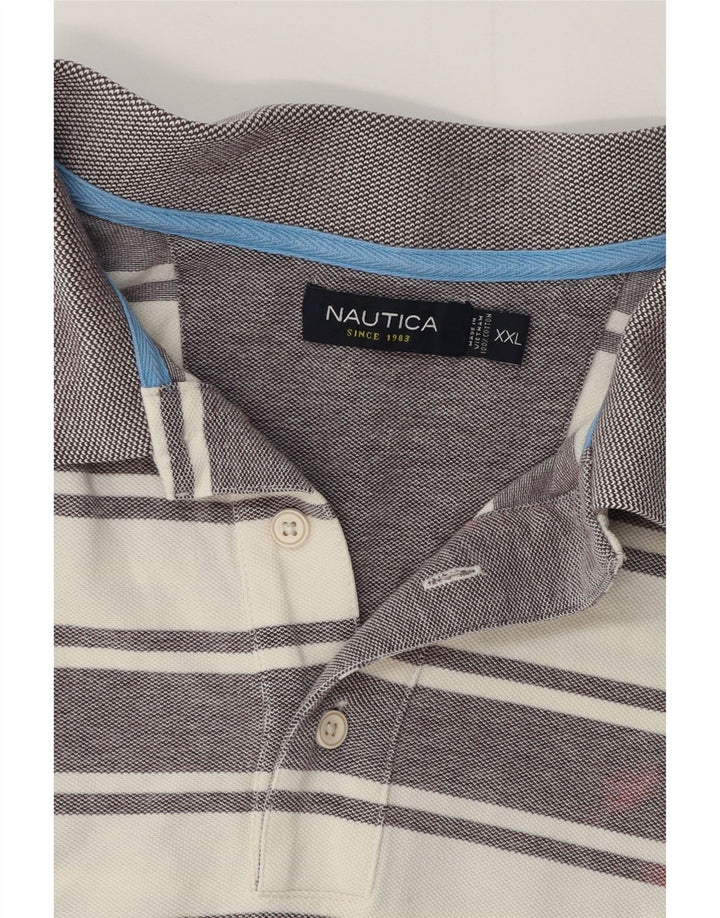 NAUTICA herre poloshirt 2XL gråstribet bomuld