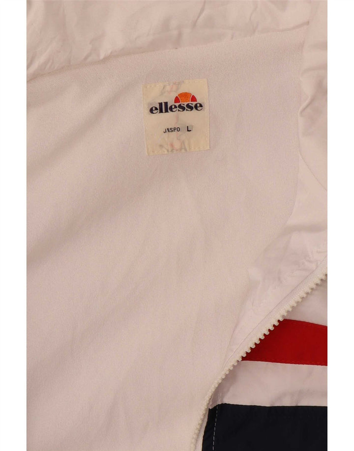 Ellesse Herre Grafisk Træningsdragt Top Jakke Stor Hvid Colourblock