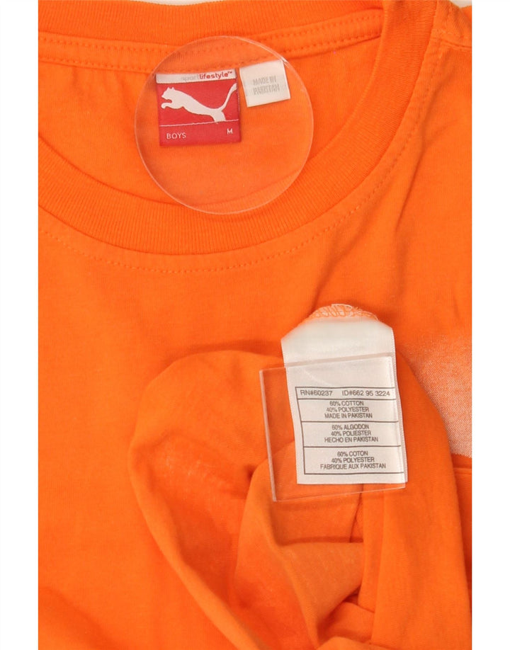 PUMA Boys Graphic T-Shirt Top 9-10 Years Medium Orange Cotton Vintage Puma and Second-Hand Puma from Messina Hembry 