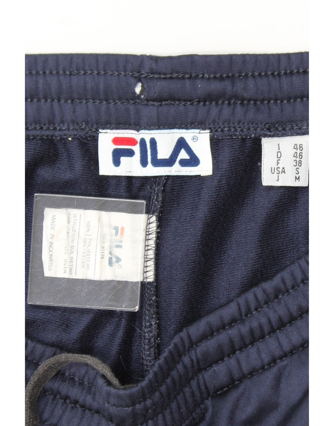 FILA Mens Tracksuit Trousers IT 46 Small  Navy Blue Colourblock Polyester Vintage Fila and Second-Hand Fila from Messina Hembry 