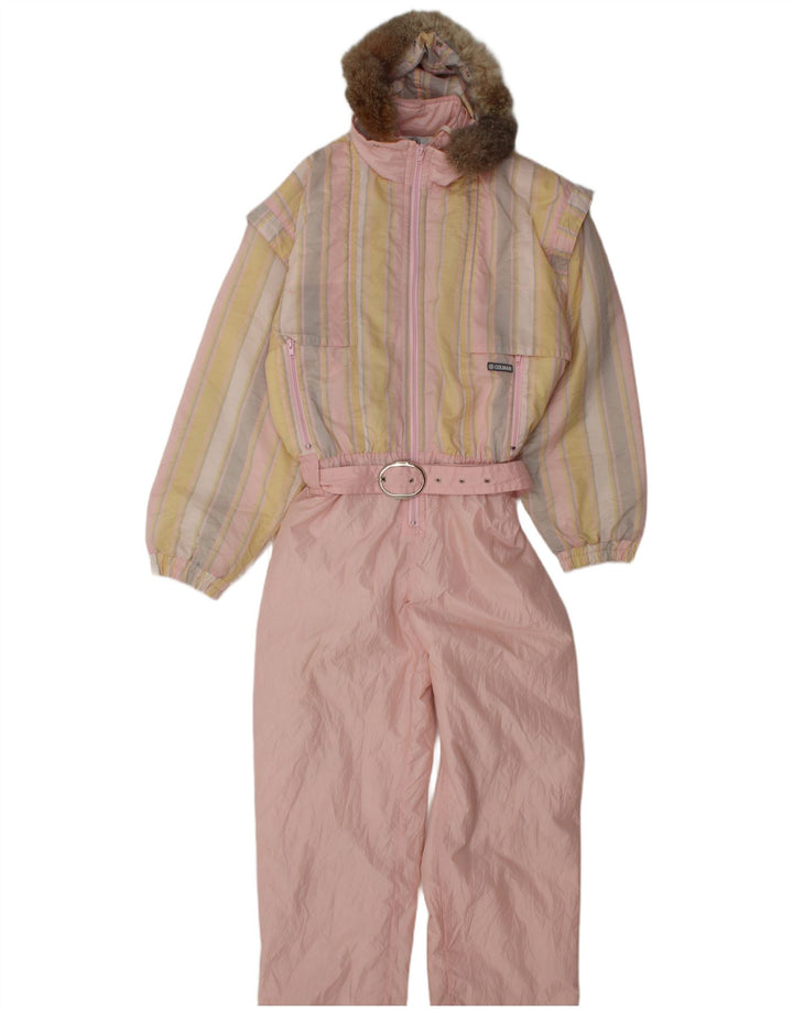 Colmar Dame Hætte Ski Jumpsuit IT 42 Lille Pink Stribet Polyamid