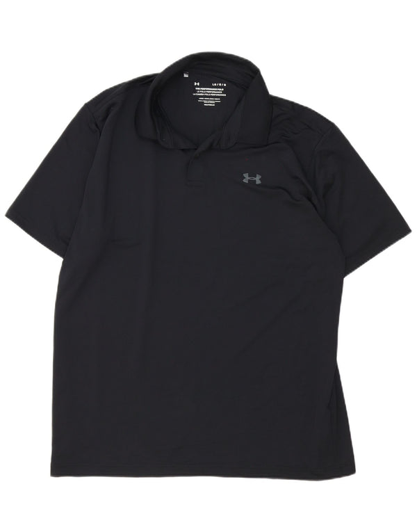 Under Armour Herre Heat Gear Polo Shirt Large Black Polyester