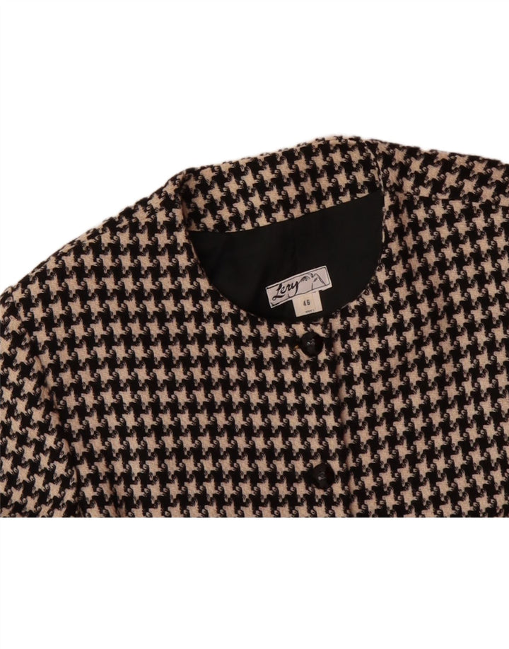 VINTAGE Womens 5 Button Blazer Jacket IT 46 Large Black Houndstooth Vintage Vintage and Second-Hand Vintage from Messina Hembry 