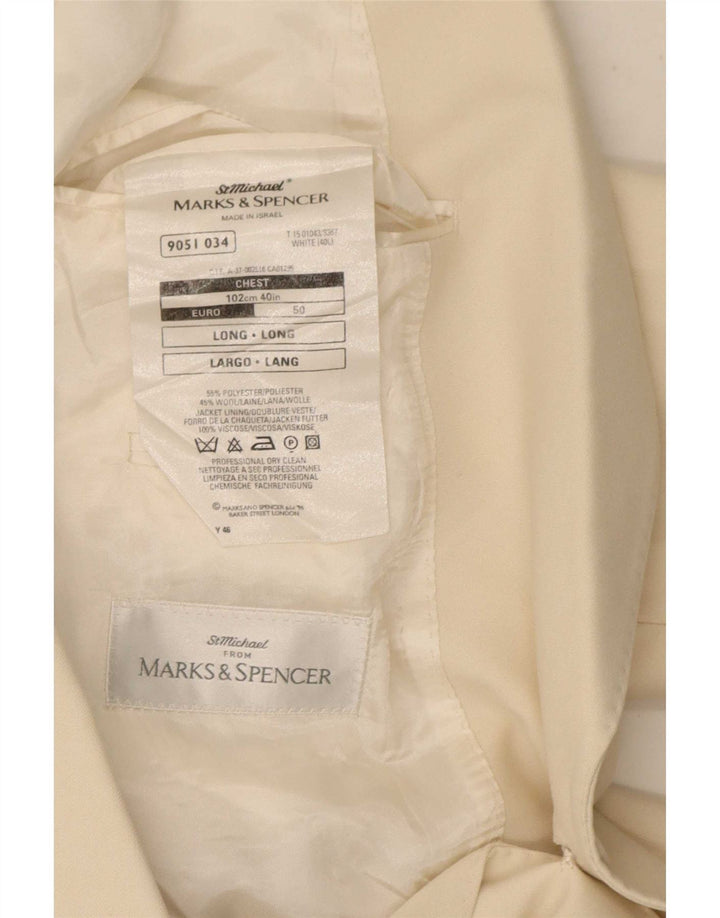 Marks & Spencer Herre lang 1-knaps blazerjakke UK 40 Medium Off White