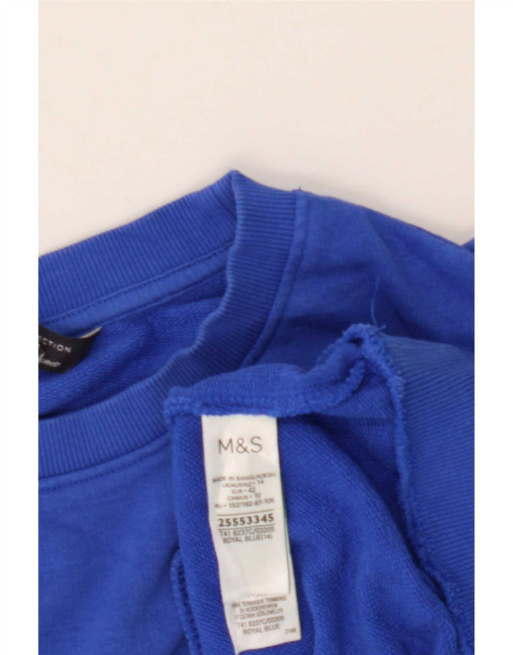 Marks & Spencer Dame Sweatshirt Jumper UK 14 Stor Blå Bomuld
