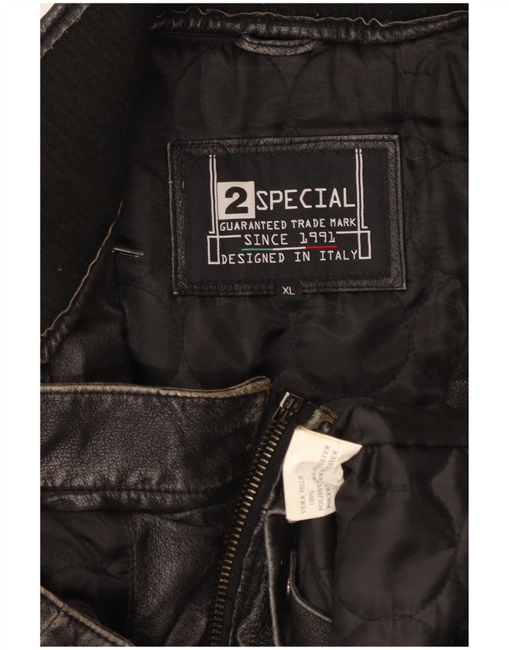 Vintage Herre Biker Læderjakke UK 42 XL Sort Læder