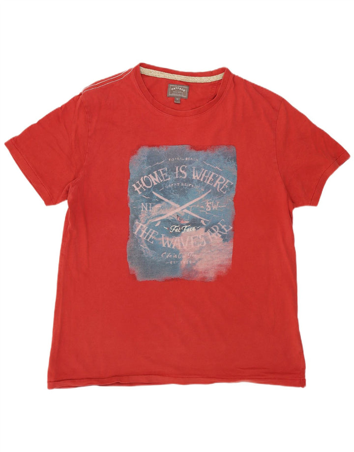 Fat Face Herre grafisk T-shirt Top Medium Rød Bomuld