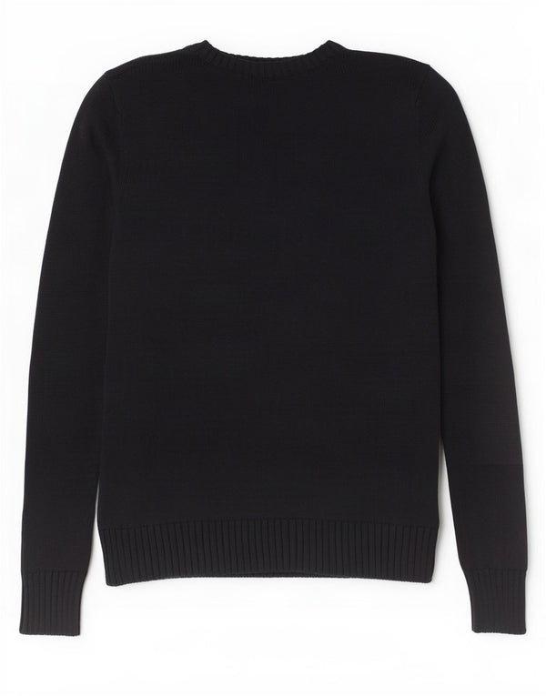 Ralph Lauren Dame Grafisk Boat Neck Jumper Sweater UK 10 Small Black USA