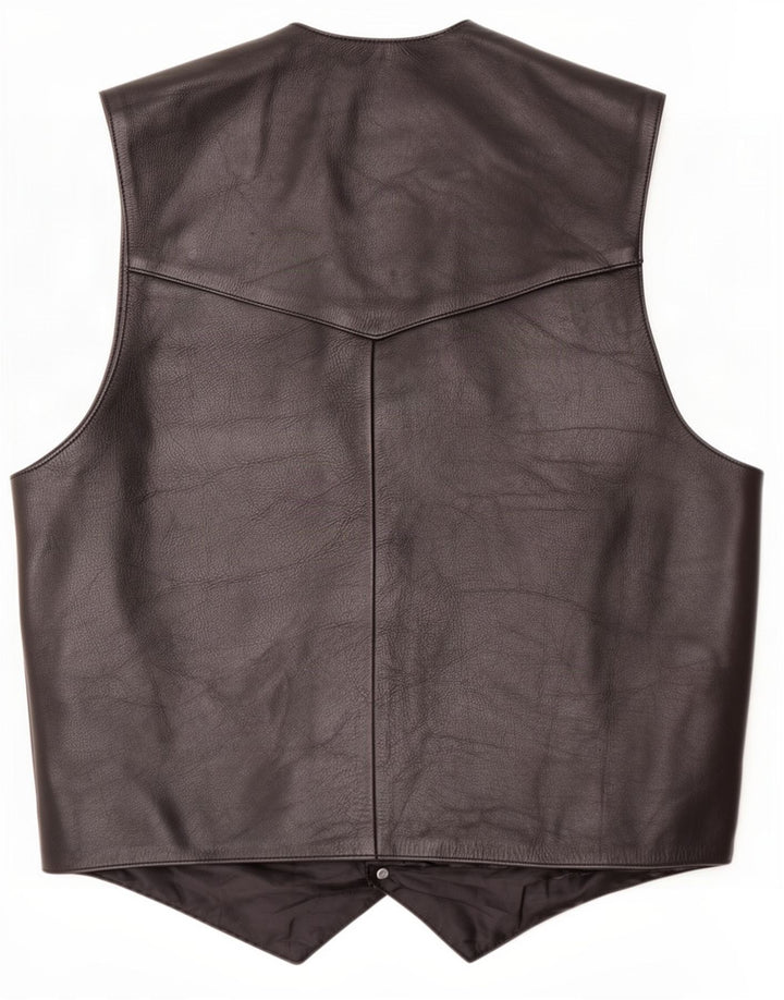 Vintage herre læder vest 2XL sort