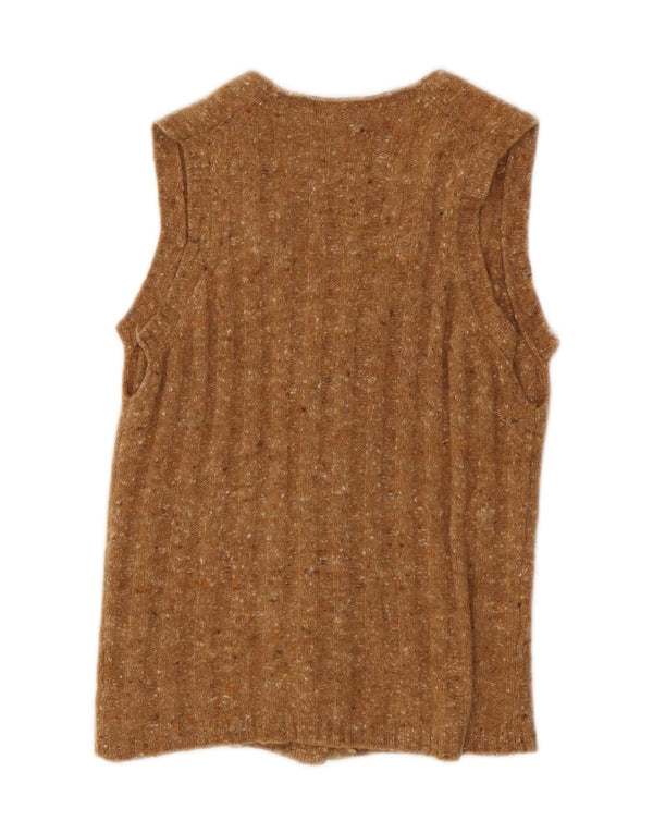 Vintage ærmeløs cardigan sweater til kvinder UK 10 Small Brown Flecked