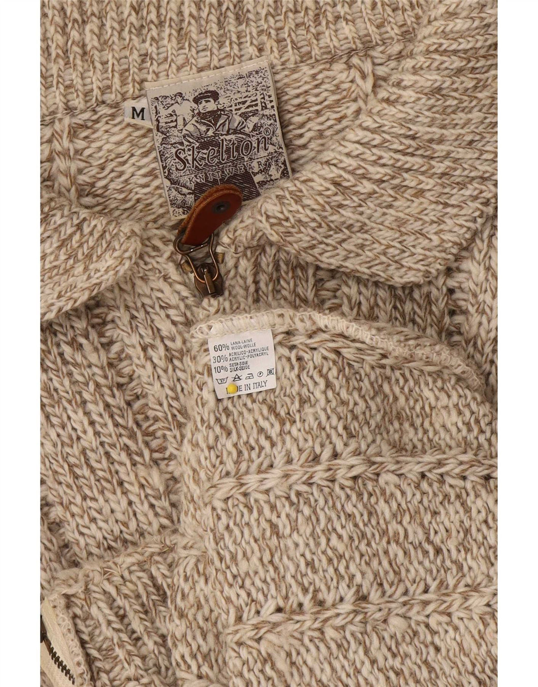 Vintage dame cardigan sweater UK 14 Medium Brown Flecked Wool