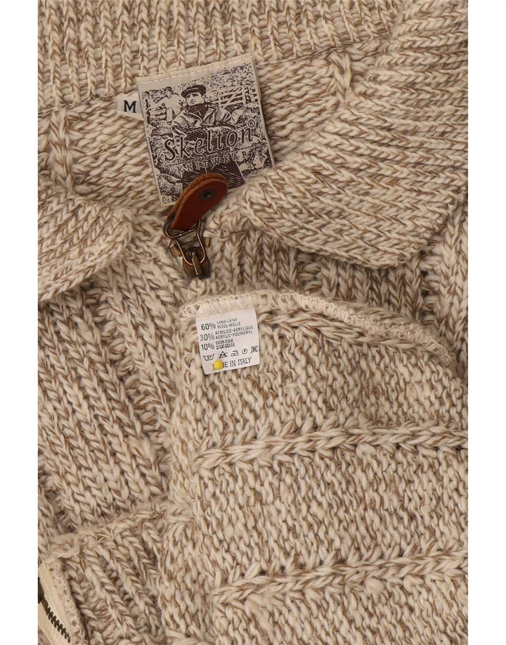 Vintage dame cardigan sweater UK 14 Medium Brown Flecked Wool