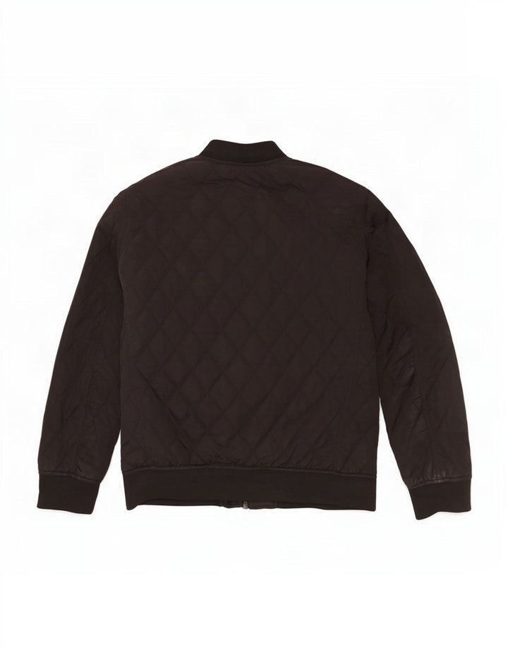 Zara Herre Quiltet jakke UK 38 Medium Sort Polyester