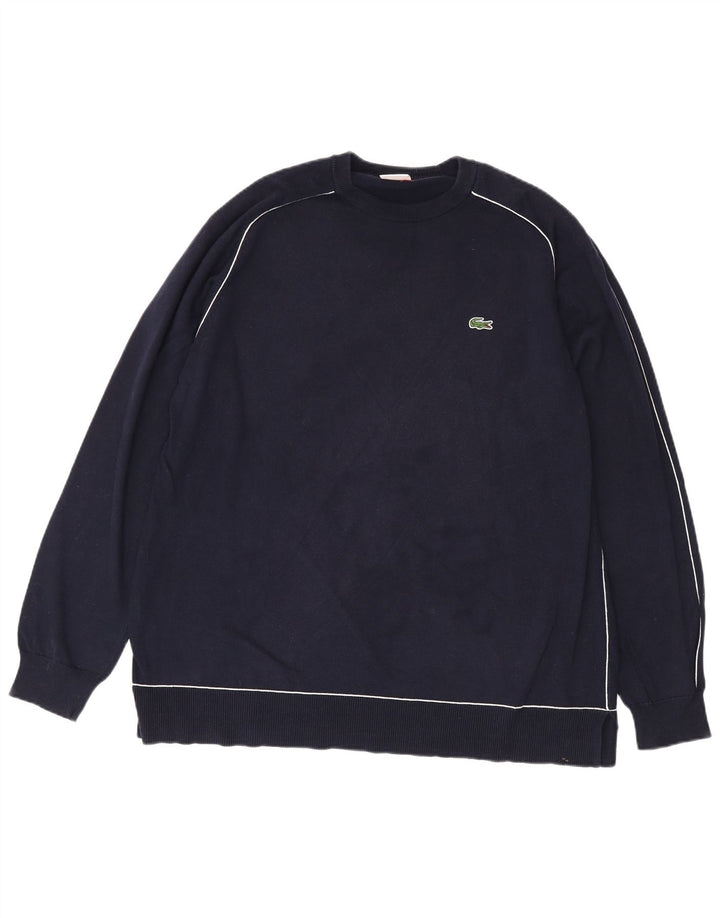 LACOSTE Herre Live Crew Neck Jumper Sweater Størrelse 8 3XL Navy Blue Bomuld