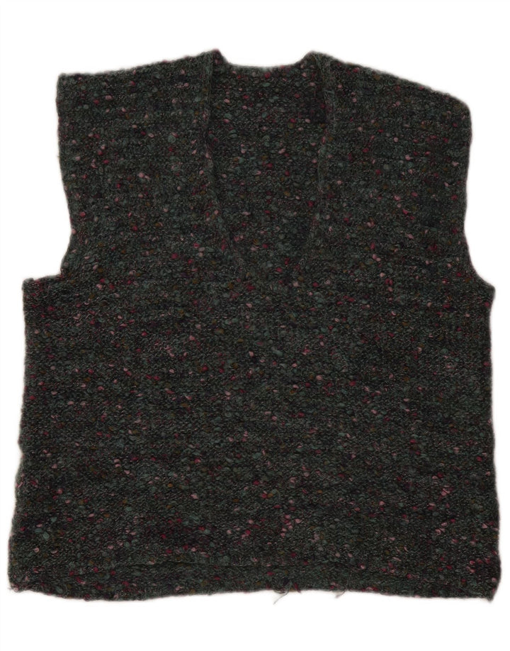 VINTAGE Dame Vest Tank Top UK 16 Large Grå Flecked