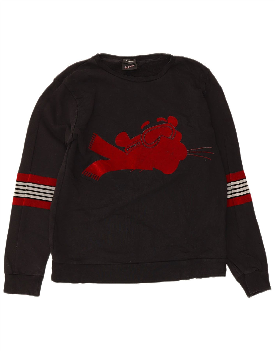 Pinko Dame Grafisk Sweatshirt Jumper UK 10 Small Black Colourblock Bomuld