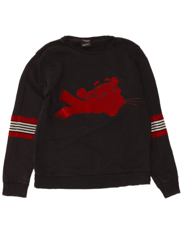 Pinko Dame Grafisk Sweatshirt Jumper UK 10 Small Black Colourblock Bomuld