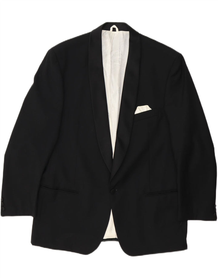 Cacharel Herre 1 Knap Blazer Jakke IT 56 3XL Sort Uld