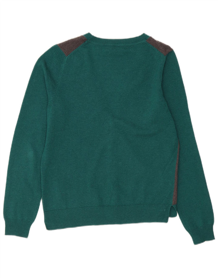 Massimo Dutti Dame Cardigan Sweater UK 14 Medium Green Colourblock Uld