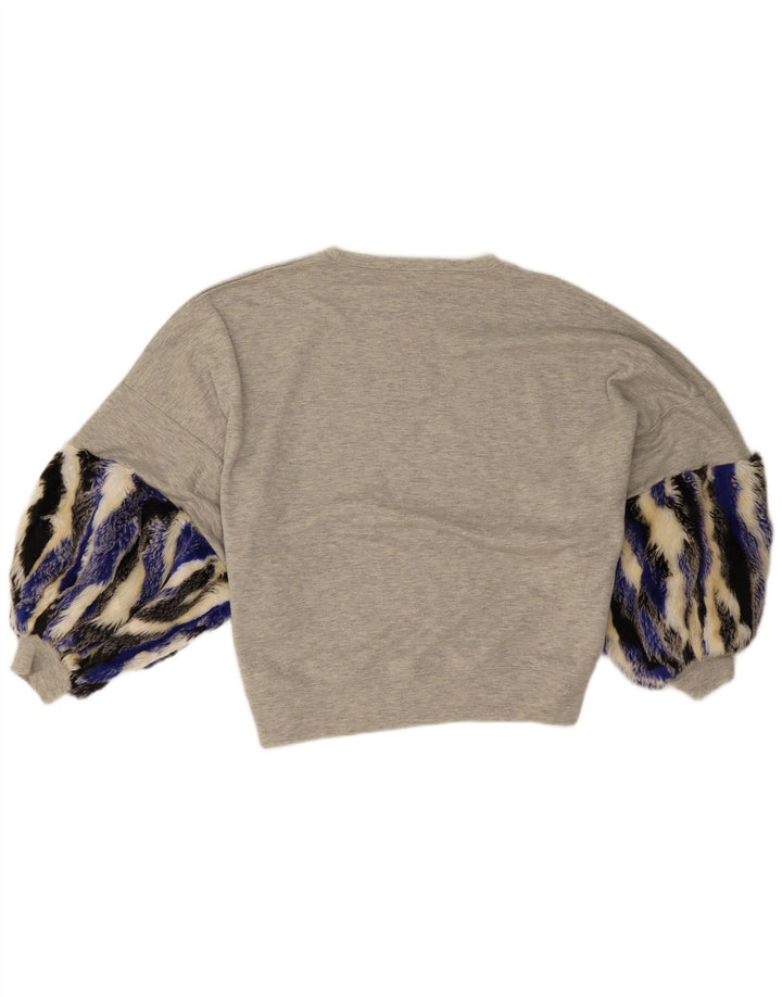 Zara Dame Oversized Top 3/4 ærme UK 10 Small Grey Colourblock Polyester