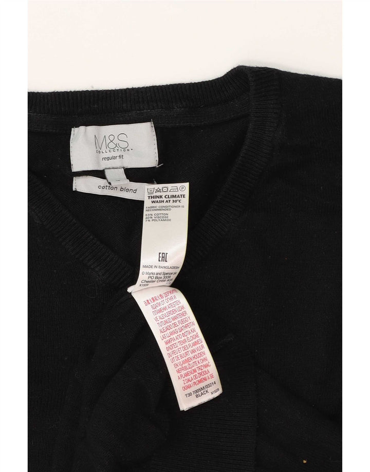 Marks & Spencer Herre Regular Fit V-hals sweater Stor sort bomuld