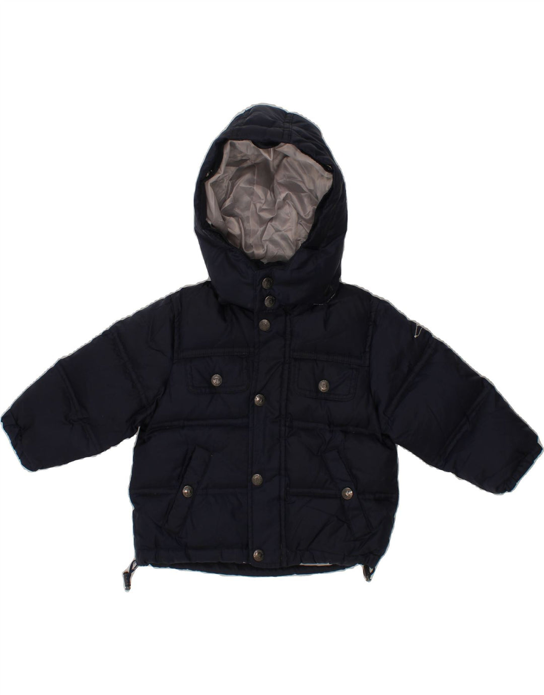 TRUSSARDI Baby Boys Hooded Padded Jacket 12-18 Months Navy Blue Polyester Vintage Trussardi and Second-Hand Trussardi from Messina Hembry 