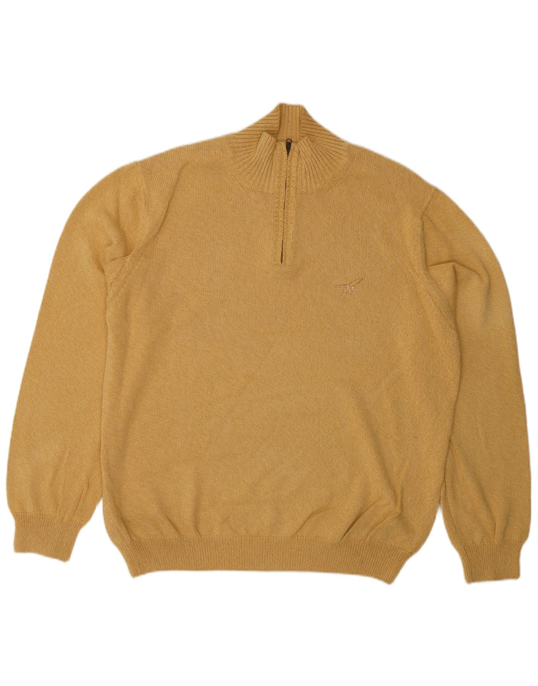 Henry Cottons Herre Zip Neck Jumper Sweater Stor Gul Bomuld