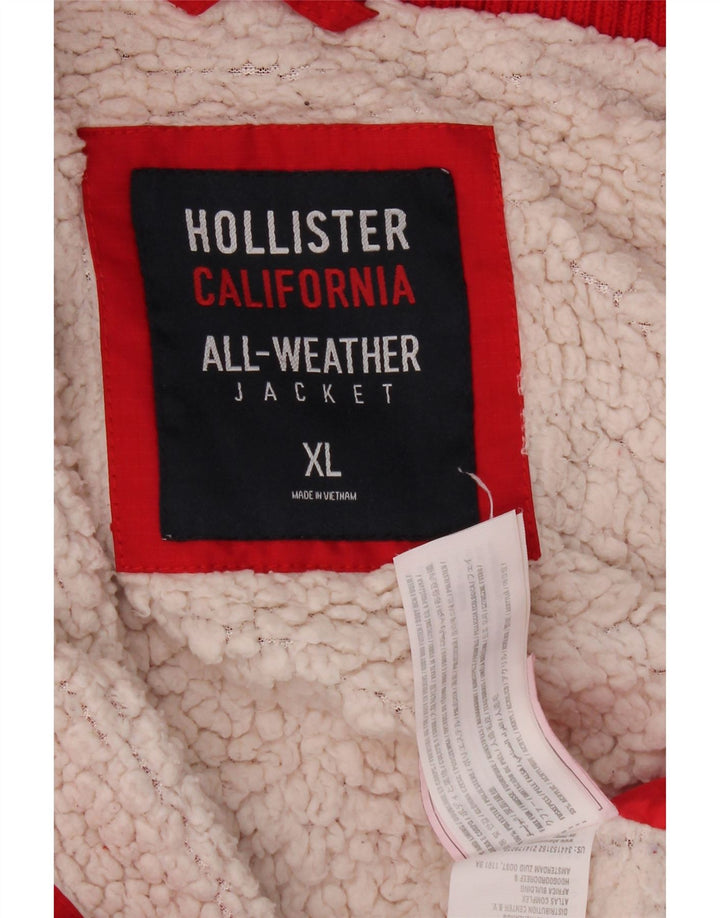HOLLISTER Womens Hooded Bomber Jacket UK 18 XL Red Polyester Vintage Hollister and Second-Hand Hollister from Messina Hembry 