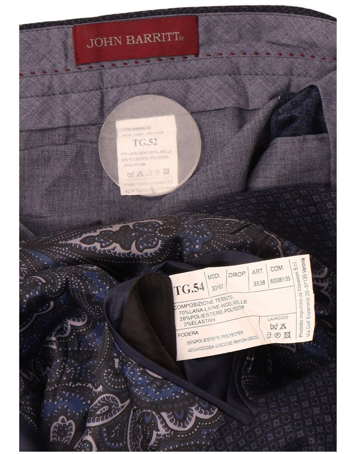 John Barritt Herre 2-delt jakkesæt IT 52/54 XL W36 L31 Marineblå Geometrisk
