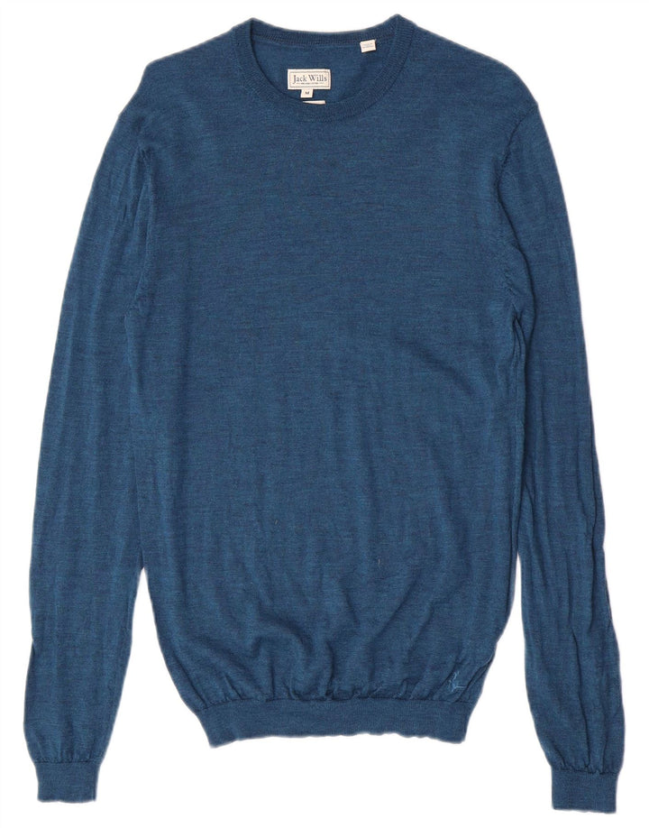 Jack Wills Herre Crew Neck Jumper Sweater Medium Blue Merino Wool