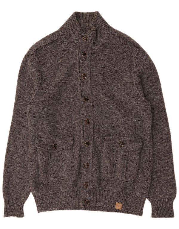 Playlife Mens Cardigan Sweater XL Grey Wool