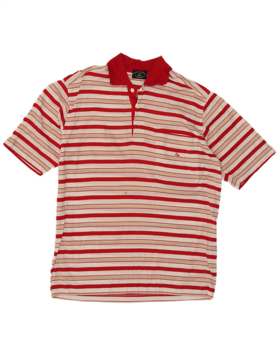 Amerigo Vespucci Herre poloshirt Medium rødstribet bomuld