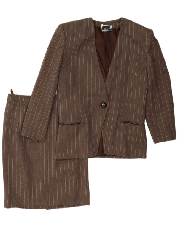 Luisa Spagnoli Womens 2 Piece Skirt Set IT 44 Medium W26 Brown Pinstripe