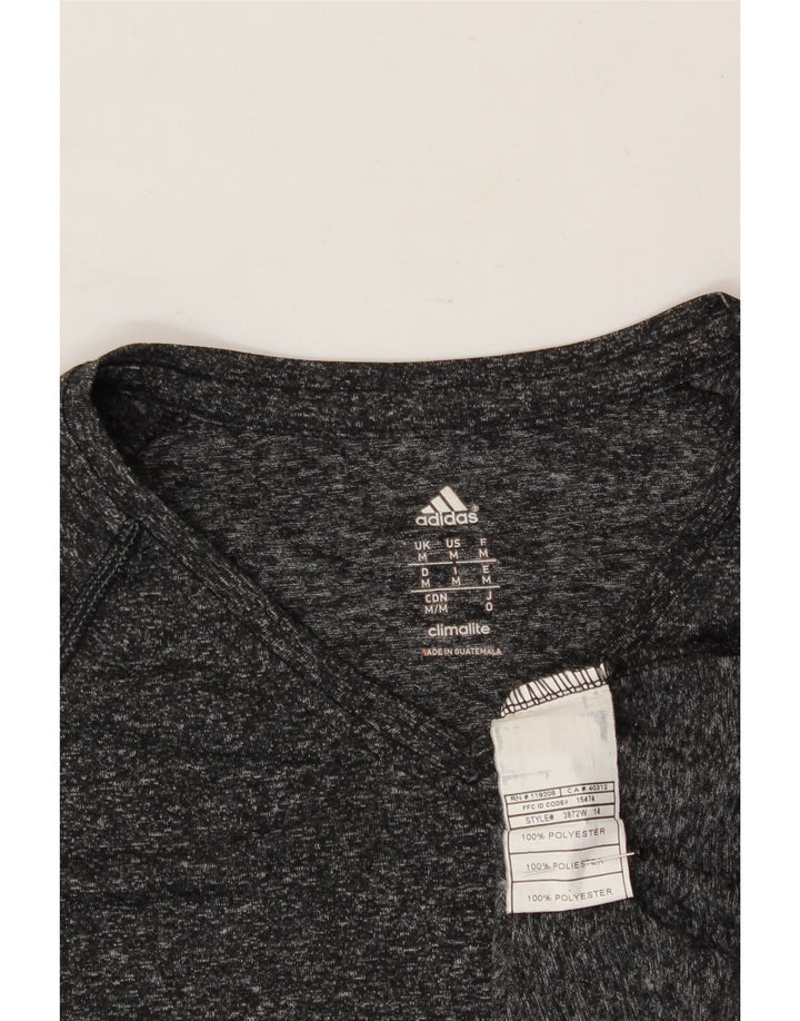 ADIDAS Womens Climalite Graphic Top Long Sleeve UK 14 Medium Grey Flecked Vintage Adidas and Second-Hand Adidas from Messina Hembry 