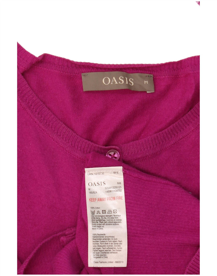 Oasis Dame Cardigan Sweater UK 12 Medium Pink Bomuld
